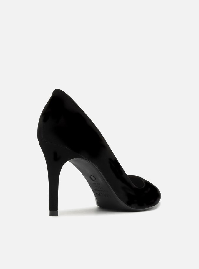 Scarpin Preto Nobuck Salto Fino Bico Fino