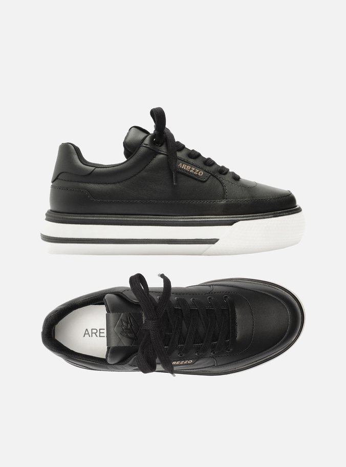 Tênis Preto Couro Flatform