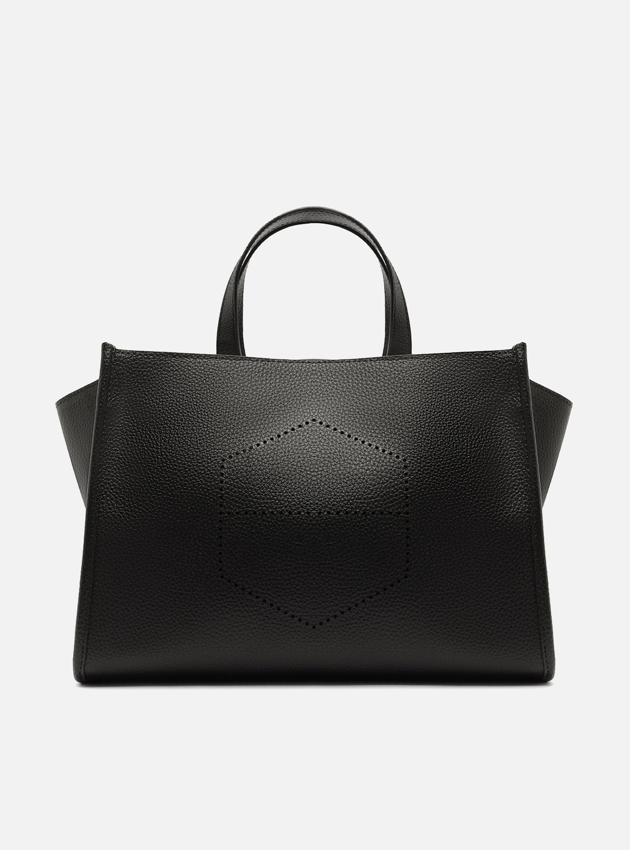 Bolsa Tote Preta Grande Logo Perfurado — foto 3
