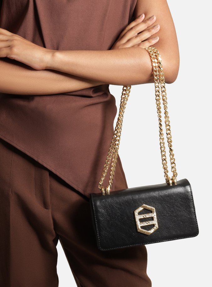 Bolsa Clutch Preta Couro