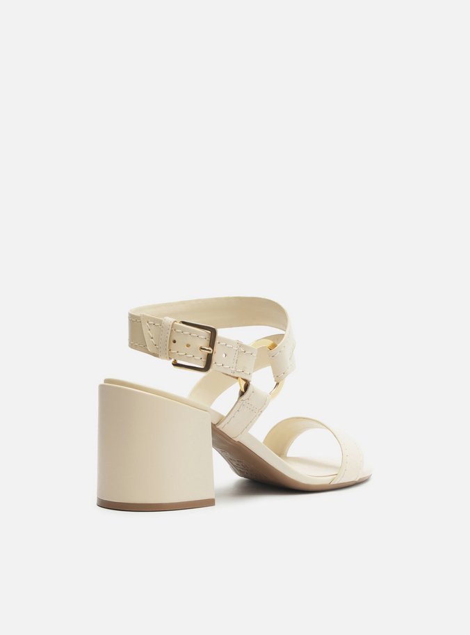 Sandália Off-White Couro Salto Bloco Lenny Niemeyer