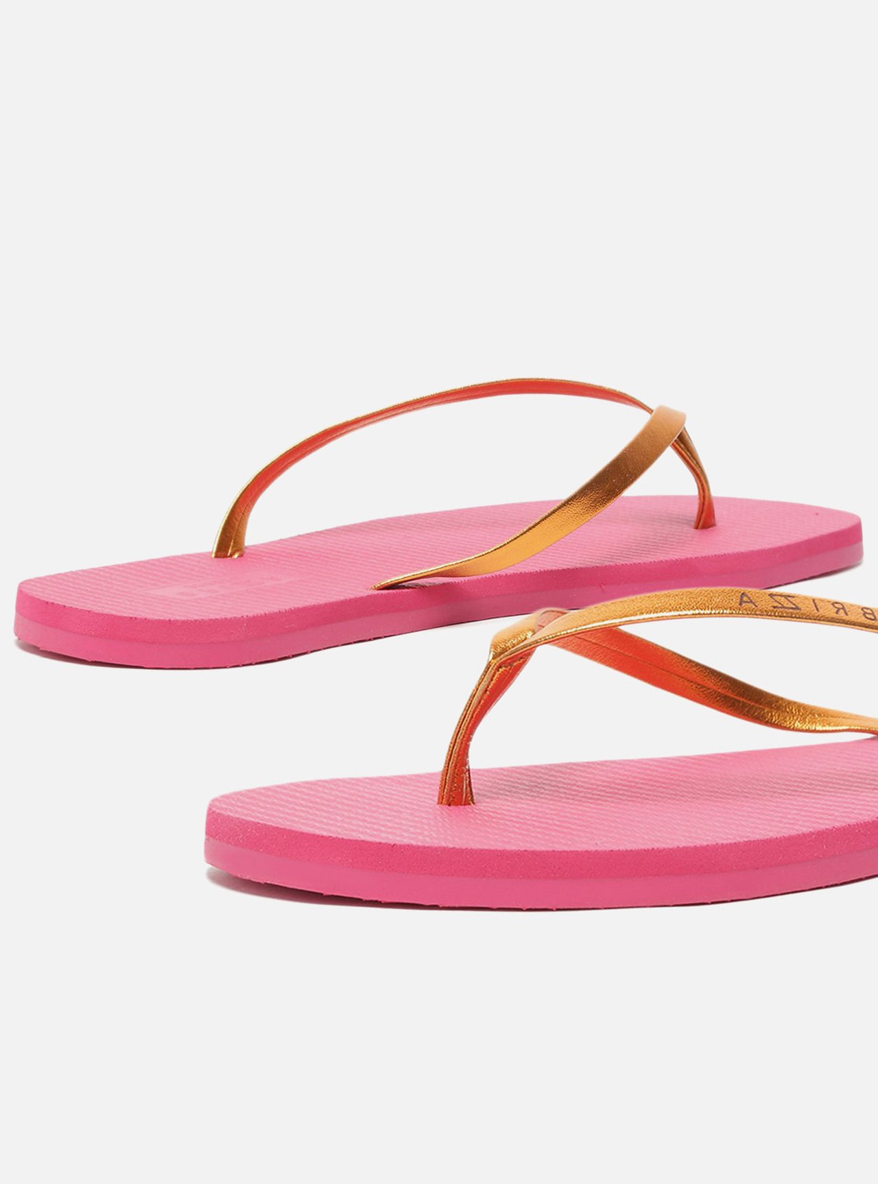 Chinelo de Dedo Rosa Tira Metalizada Laranja Brizza — foto 3
