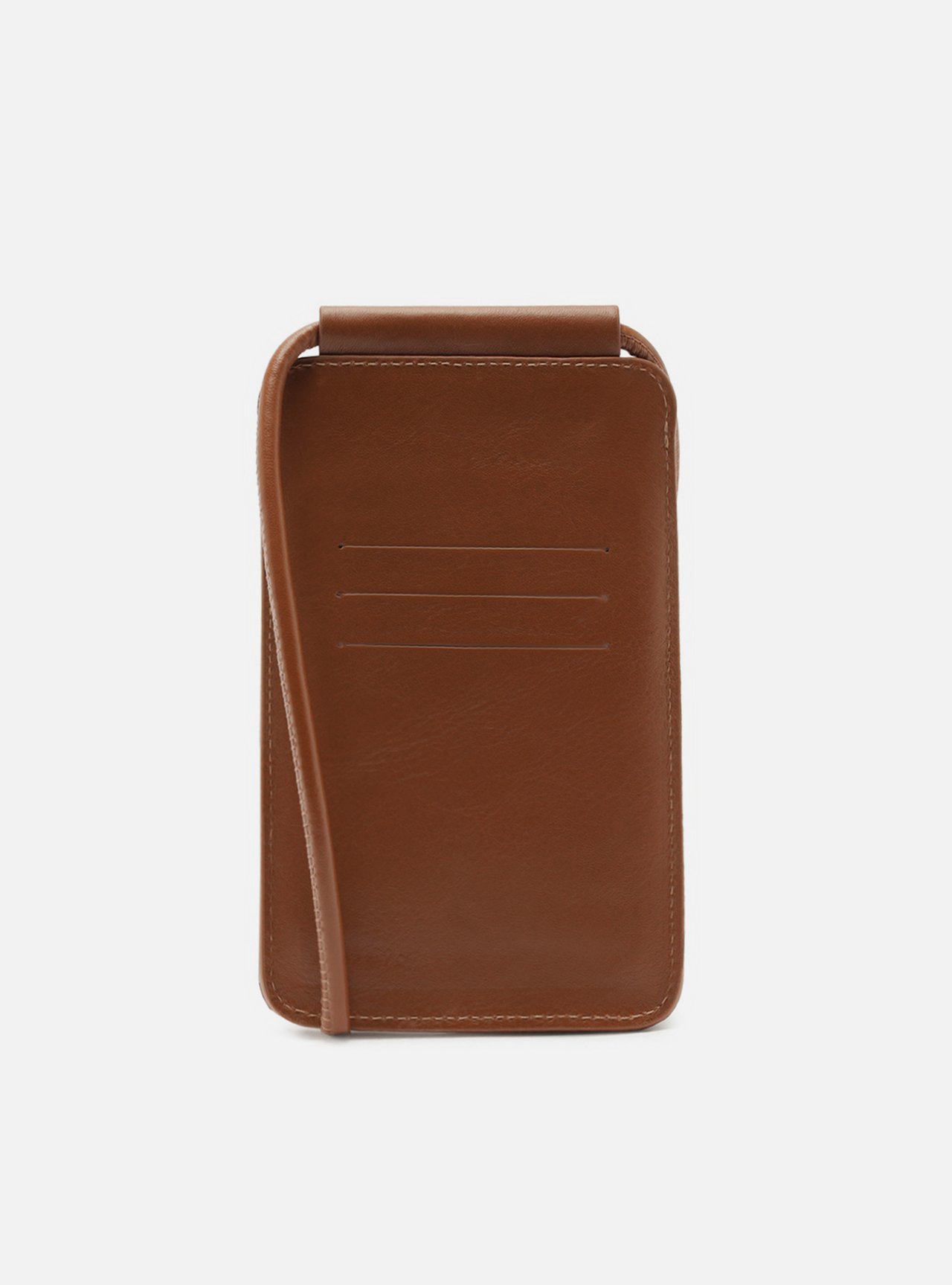 Bolsa Porta Celular Marrom Couro Pequena Tressê — foto 3