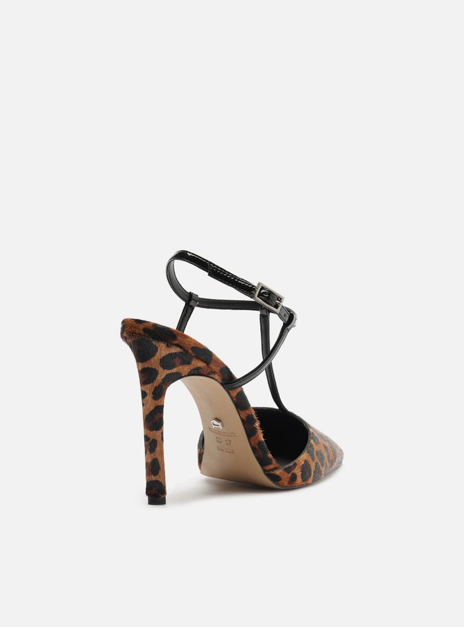 Scarpin Animal Print Salto Alto Aberto Tiras