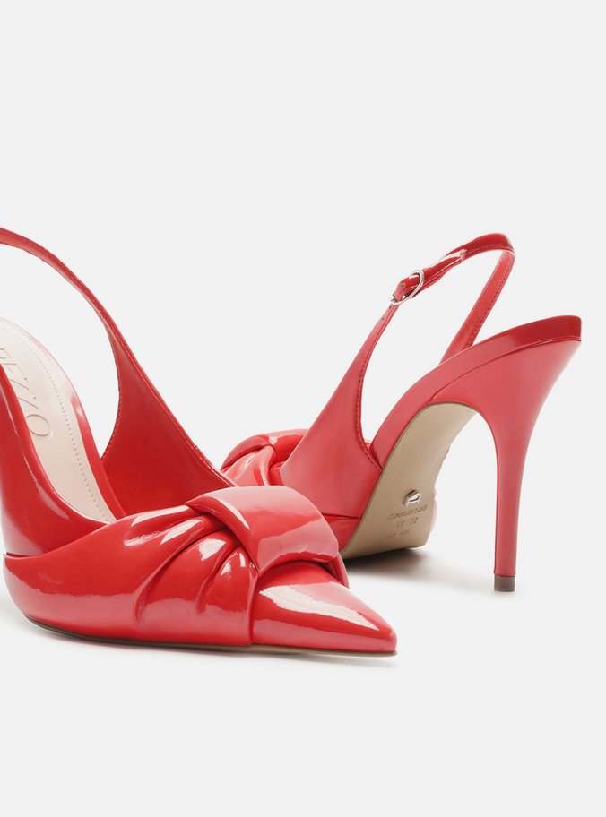 Scarpin Vermelho Verniz Slingback Puffer
