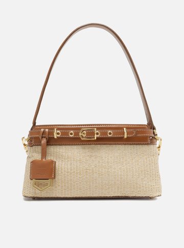 Bolsa Tiracolo Marrom Ráfia Victória Pequena Ombro