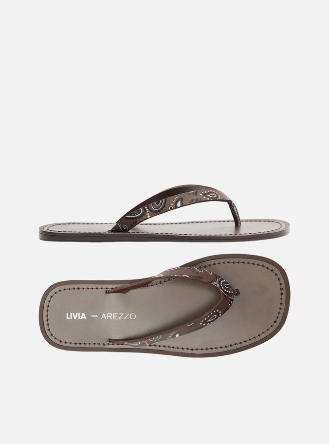 Rasteira Marrom Paisley Flip Flop Livia