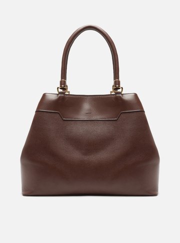 Bolsa Hobo Marrom Couro Grande Recorte