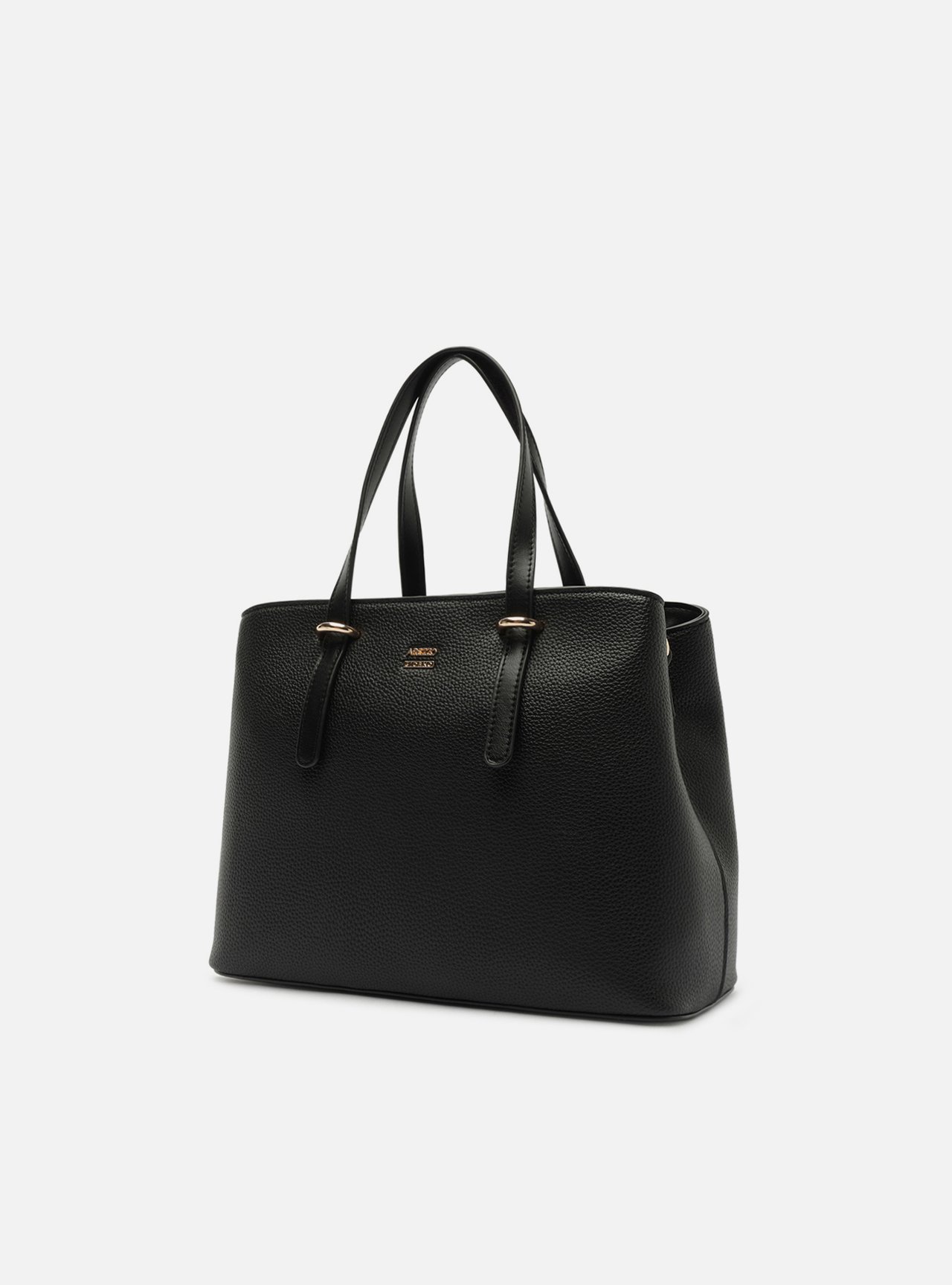 Bolsa Tote Preta Média Granulada Metais — foto 2