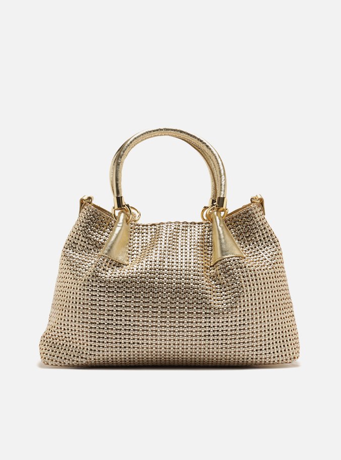 Bolsa Tote Dourada Couro Média Tressê