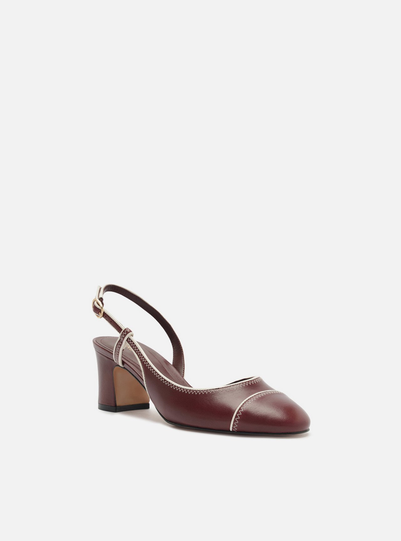 Scarpin Bordô Salto Bloco Fivela Slingback — foto 2