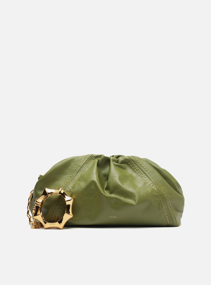 Bolsa Tiracolo Verde Couro Grande Metal