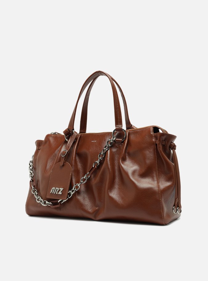 Bolsa Tote Couro Marrom Grande