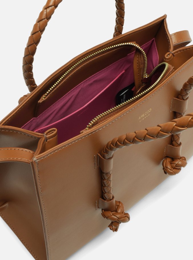 Bolsa Tote Marrom Grande Alças Corda