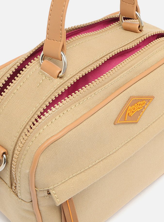 Bolsa Tiracolo Bege Lona Prione Média