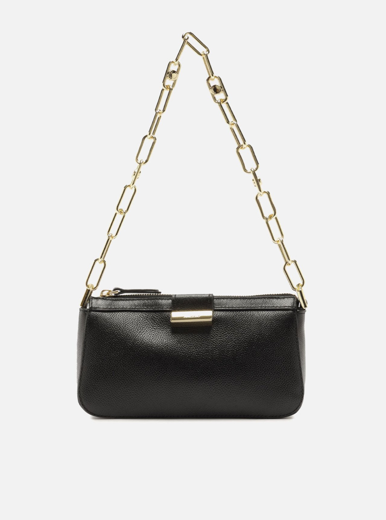 Bolsa Shoulder Preta Couro Média Corrente — foto 1
