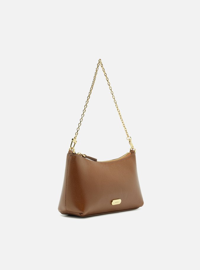 Bolsa Tiracolo Marrom Couro Pequena Corrente
