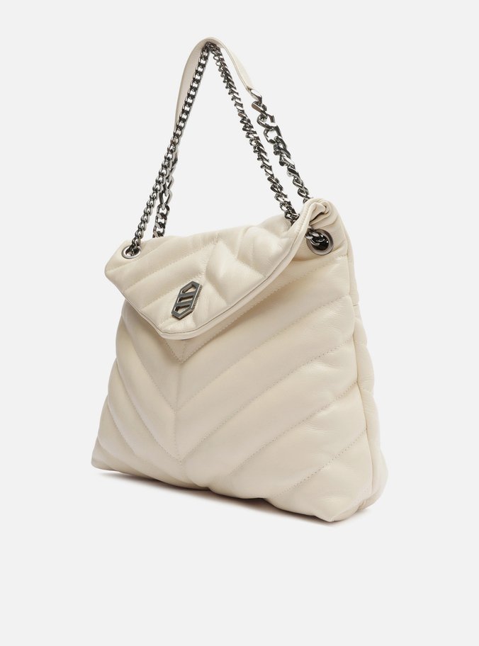 Bolsa Tiracolo Branca Couro Matelassê Grande