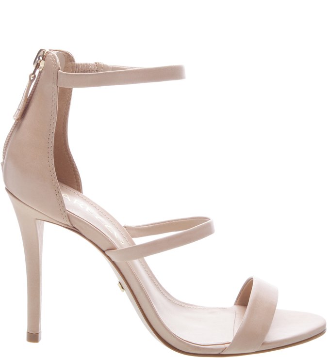 Sandália Couro Stiletto Nude Crema