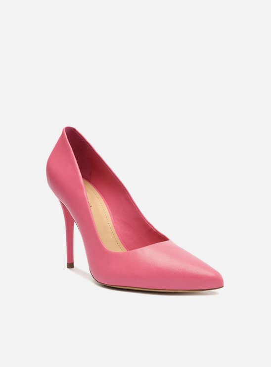 Scarpin Rosa Couro Salto Alto Fino