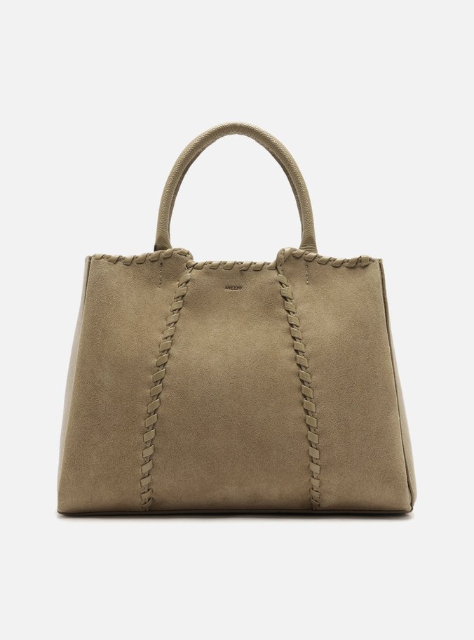 Bolsa Tote Marrom Couro Grande Tressê