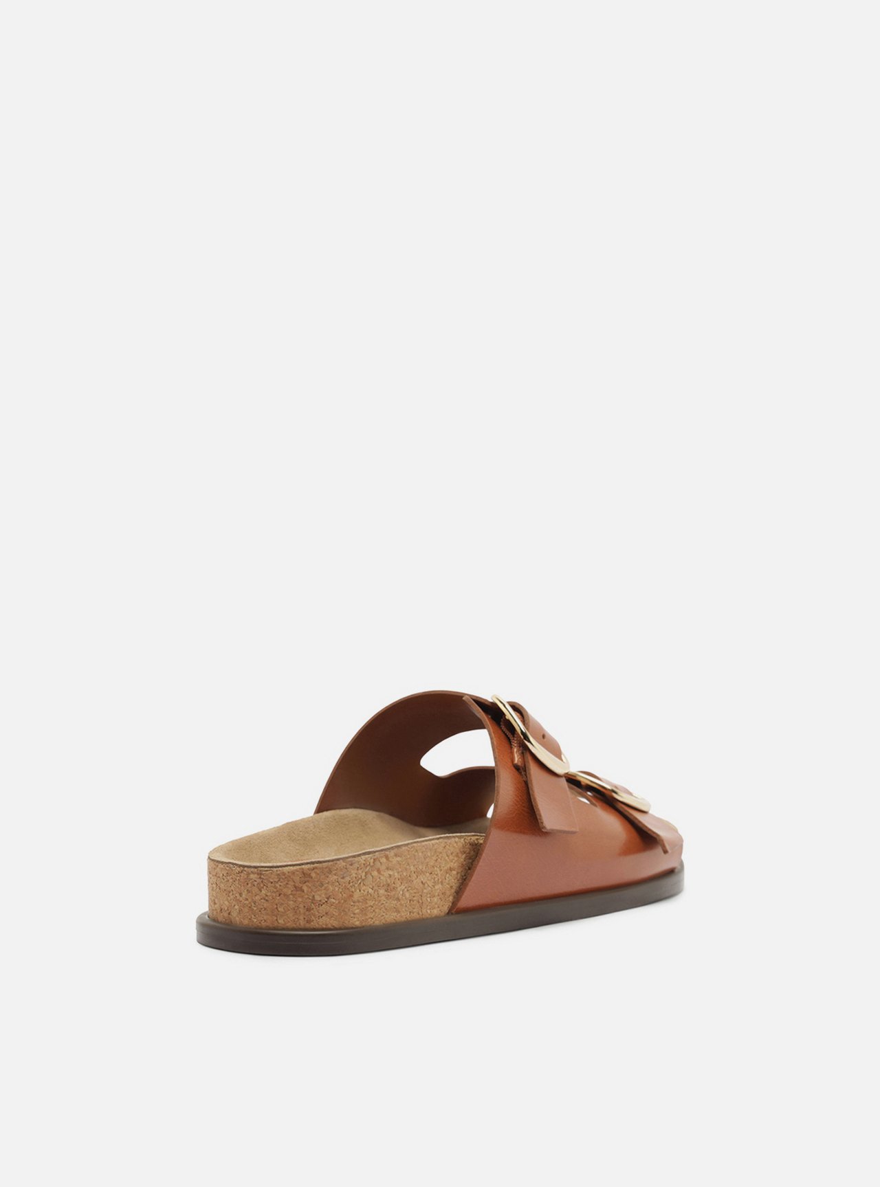 Sandália Papete Marrom Couro Flatform Metais — foto 3