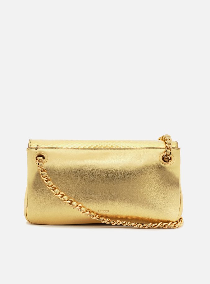 Bolsa Tiracolo Dourada Couro Snake Pequena