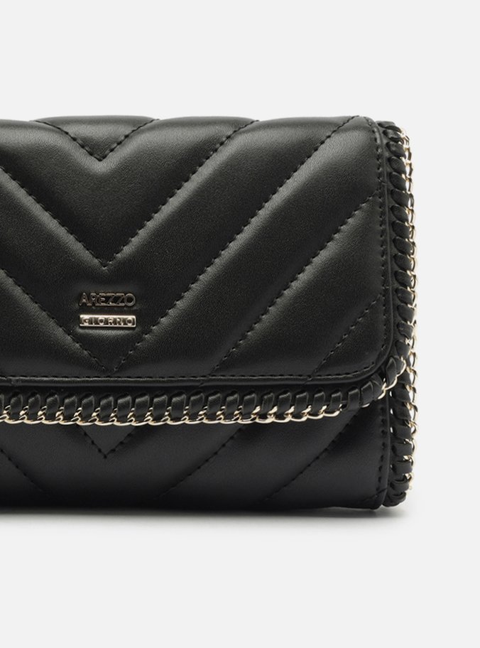 Bolsa Tiracolo Preta Pequena Matelassê Corrente