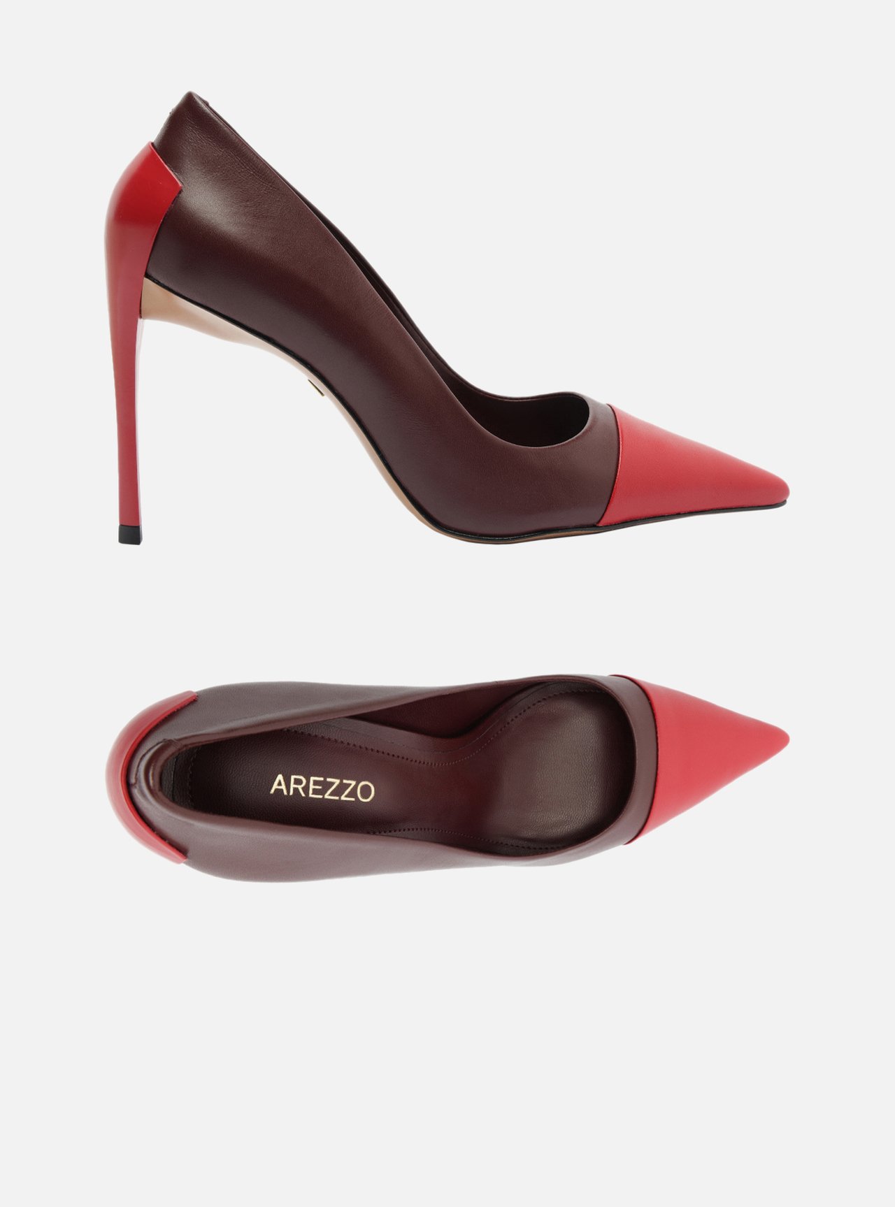 Scarpin Vermelho Couro Salto Fino Bico Fino Cap Toe — foto 5