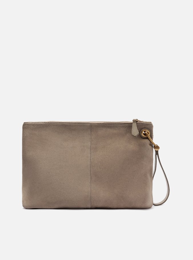 Bolsa Tiracolo Cinza Suede Grande Franjas
