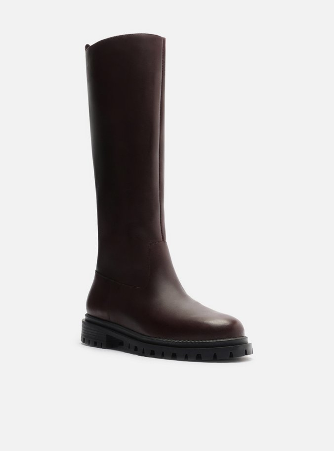 Bota Marrom Couro Cano Longo Tratorada Montaria