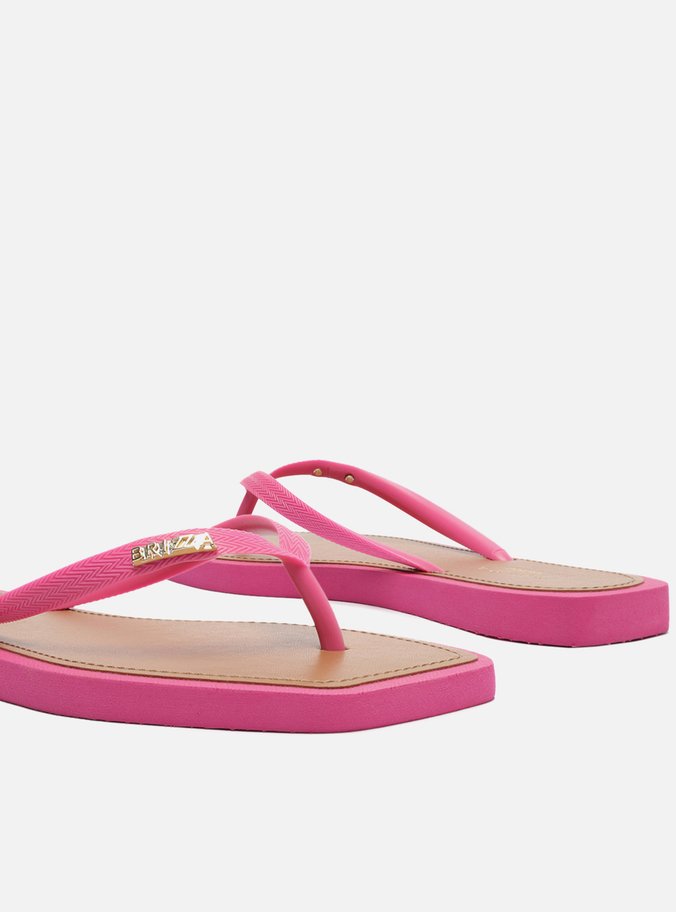 Chinelo de Dedo Rosa Square Palmilha Marrom