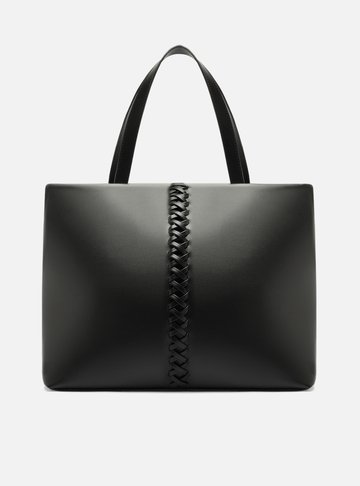 Bolsa Shopping Preto Grande Trançado