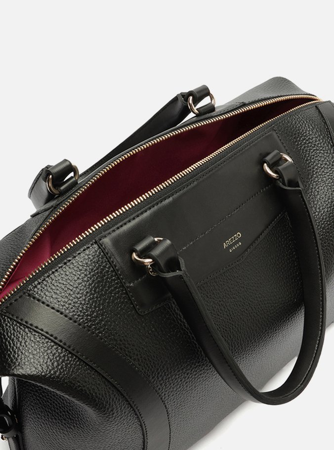 Bolsa Tiracolo Preta Média Detalhe Moldura