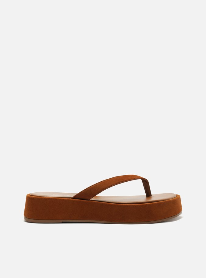 Tamanco Marrom Camurça Flatform Flip Flop TIG