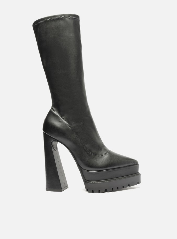 Bota Preta Cano Longo Meia Pata Tratorada