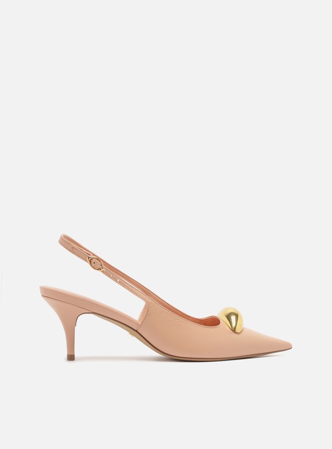 Scarpin Rosé Couro Slingback Metal Silvia Braz