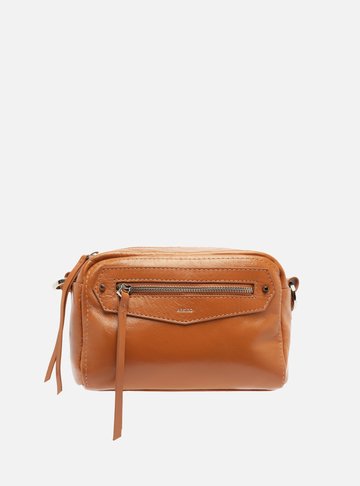 Bolsa Tiracolo Marrom Couro Média Bolso Frontal
