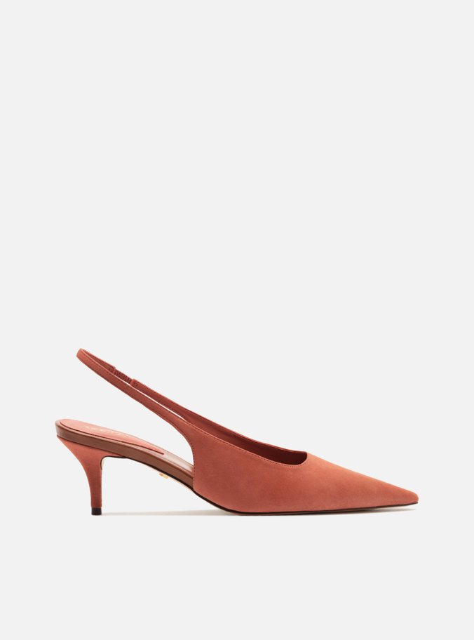 Scarpin Rosa Acamurçado Slingback Salto Baixo