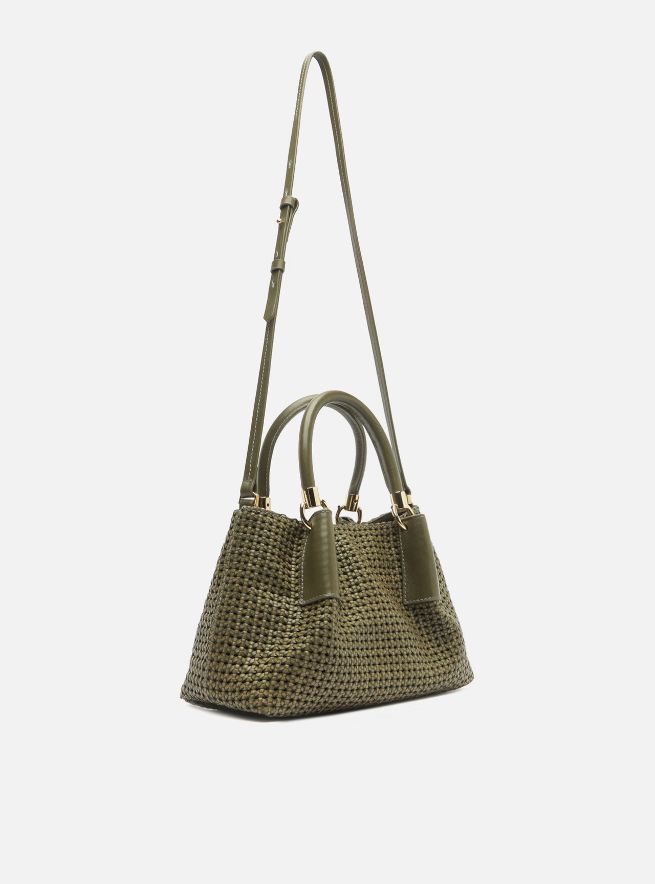 Bolsa Tote Verde Couro Tramada Média — foto 5