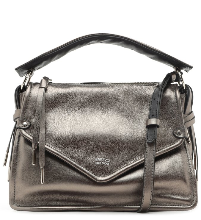 Bolsa Grafite Satchel Couro Duda Média