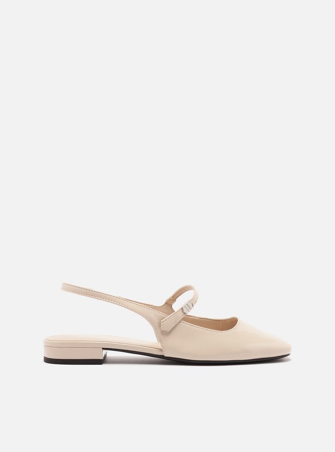 Sapatilha Boneca Branca Verniz Slingback