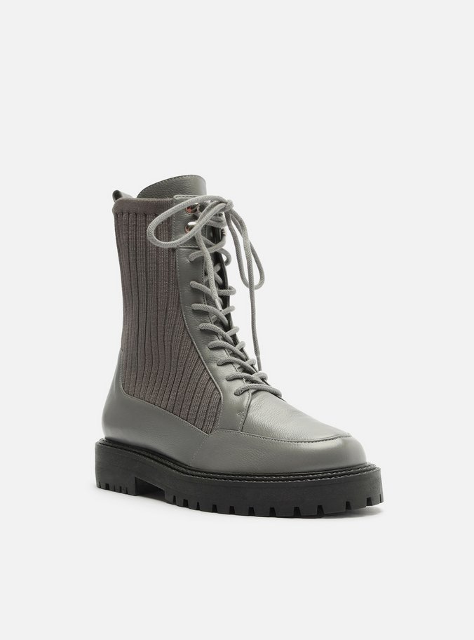 Bota Coturno Cinza Salto Baixo