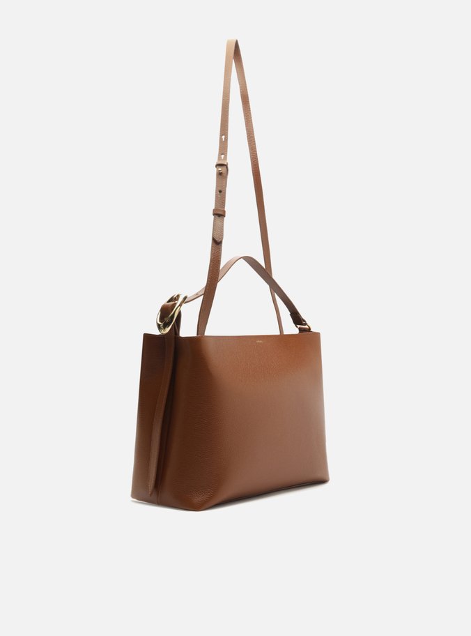 Bolsa Tote Marrom Couro Grande Básica
