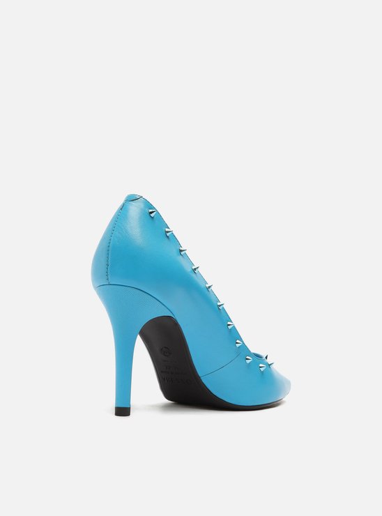Scarpin Azul Couro Salto Fino