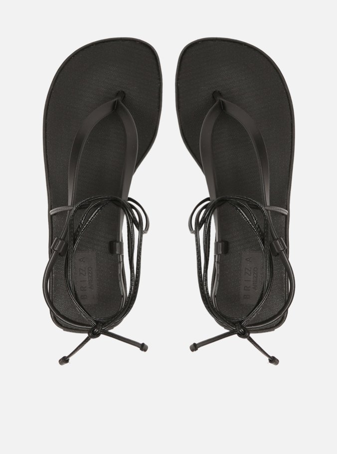 Sandália Preta Flatform Amarração Bela Brizza