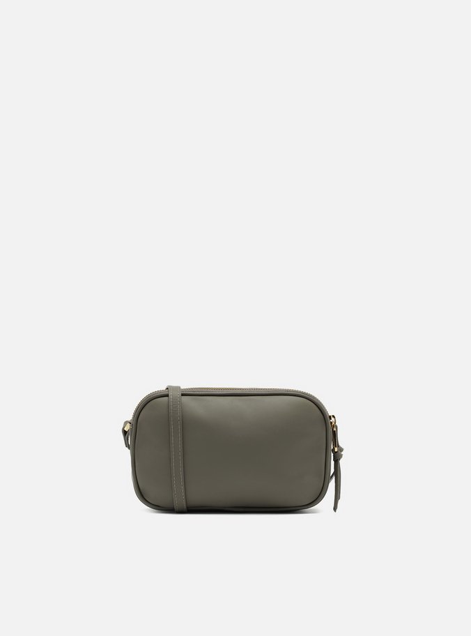 Bolsa Tiracolo Cinza Couro Pequena Assinatura