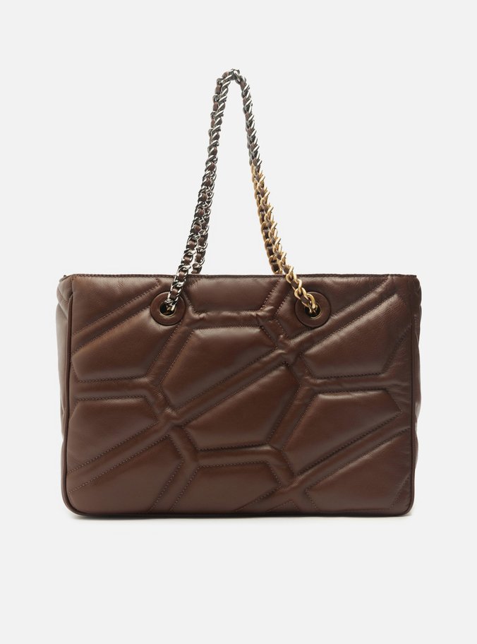 Bolsa Shopping Marrom Escura Couro Emma Grande