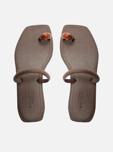 Rasteira Marrom Flat Square Metal Brizza