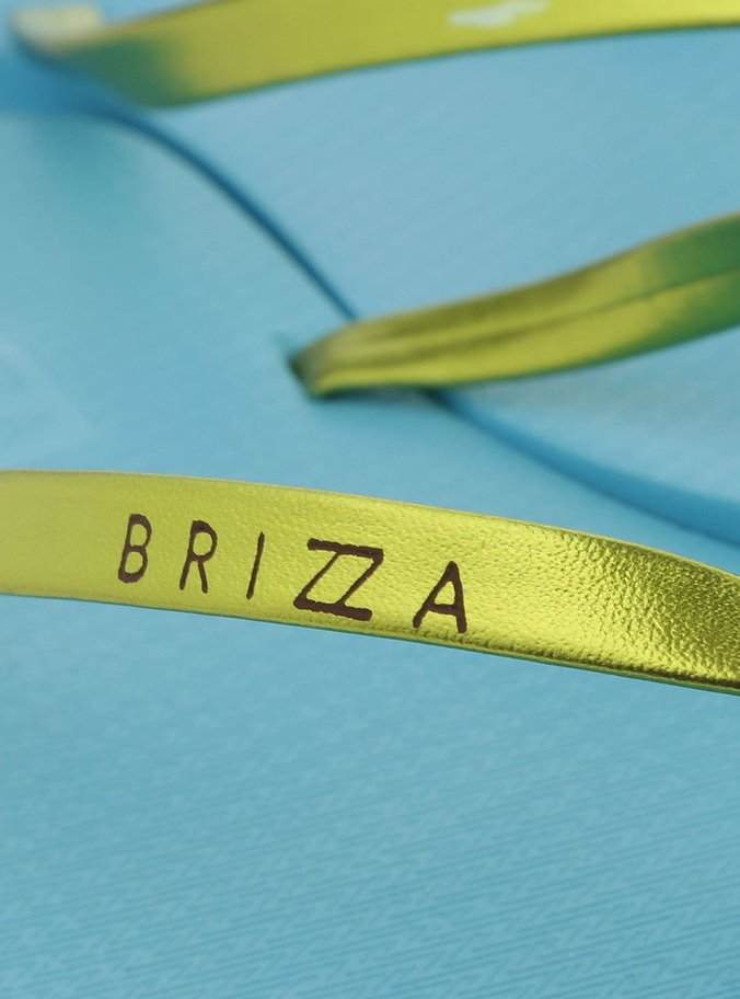 Chinelo de Dedo Azul com Tiras Verde Brizza